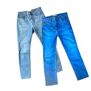 Lot of 2 women’s designer denim high rise blue jeans Everlane GRLFRND size 28